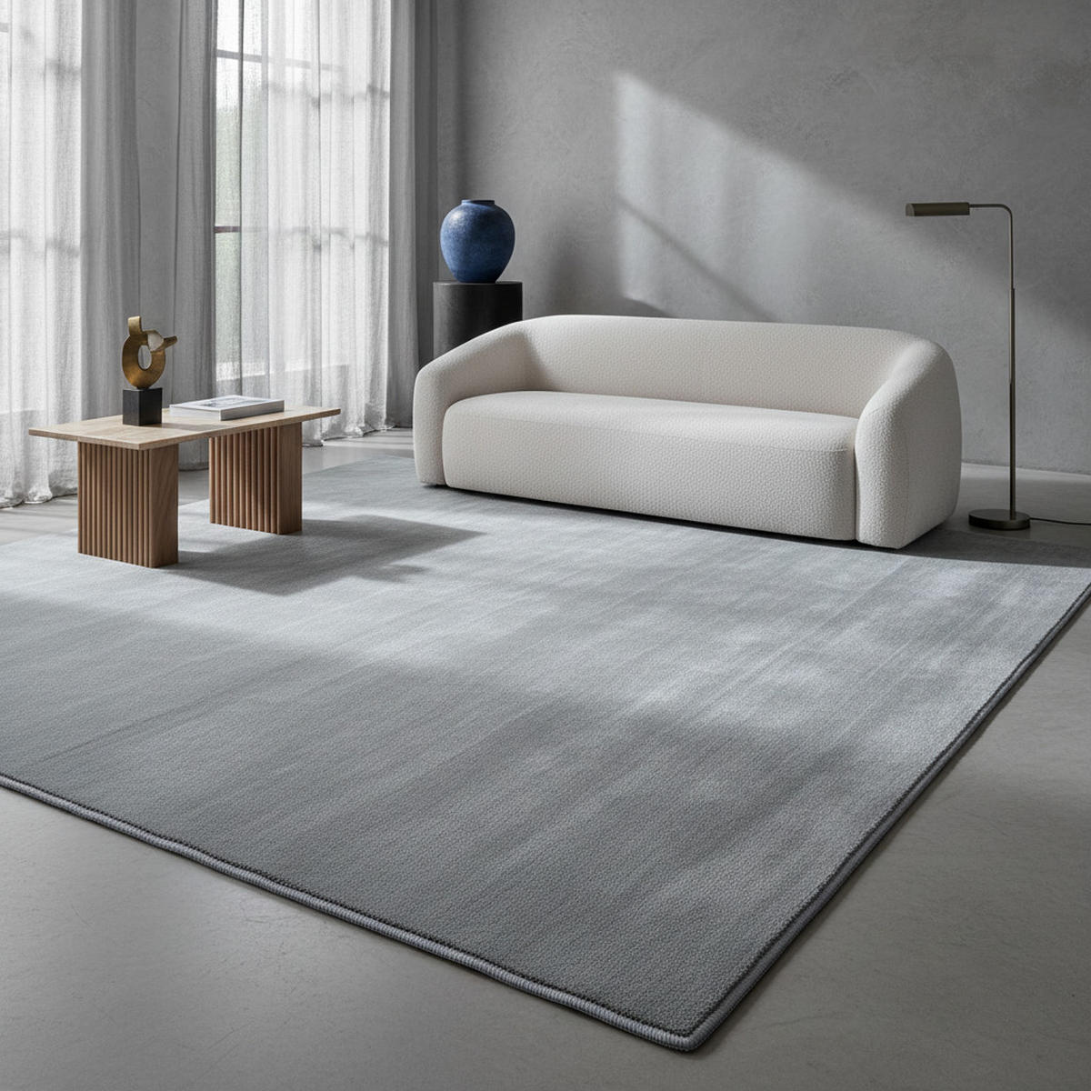 TEPPICH Kurzflor Uni-Farbe Microfaser Antirutsch Wohnzimmer waschbar Silber Läufer 80x250 - Silberfarben, Textil (80/250cm) - KADIMA DESIGN