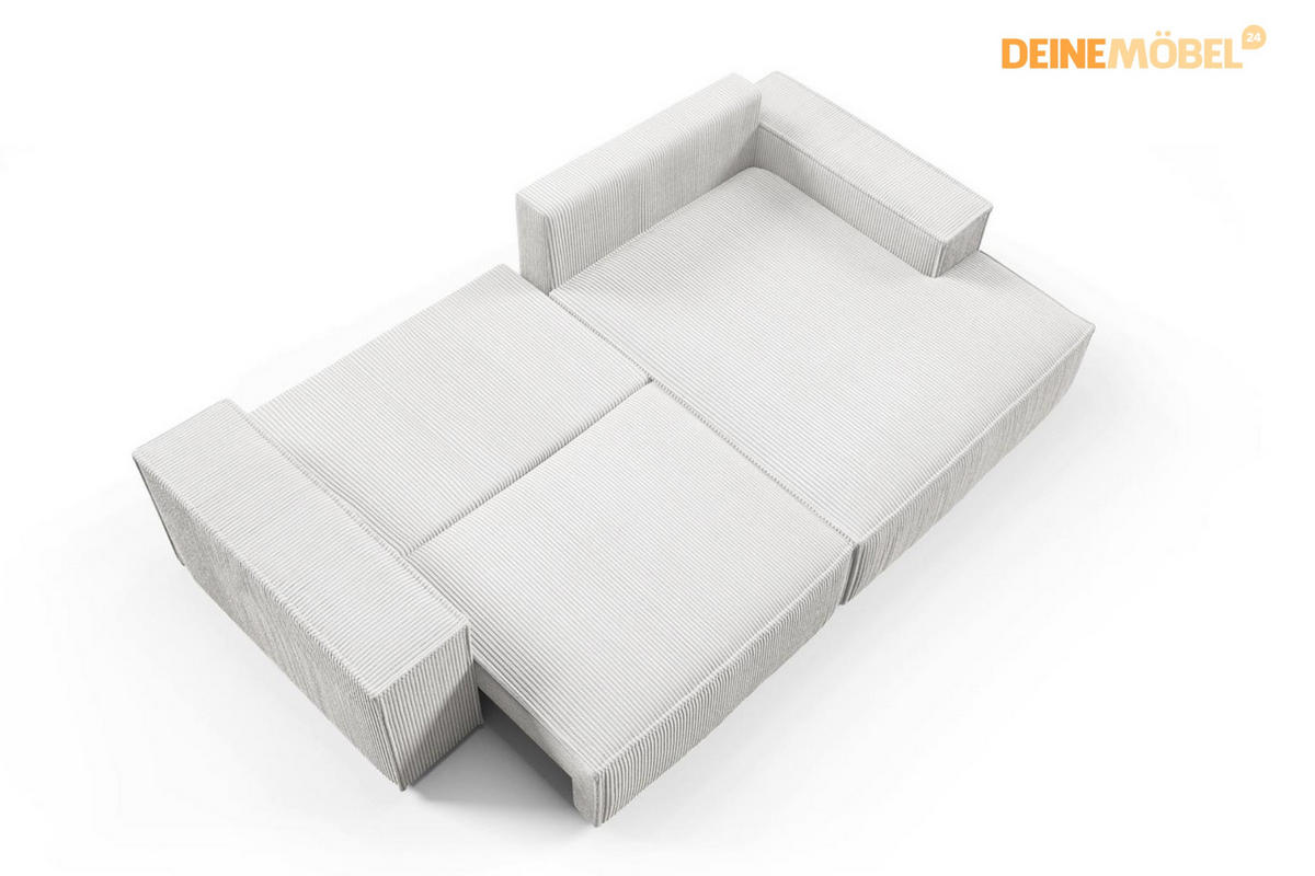 ECKSOFA NEPTUN 255/148 in Cord Anthrazit rechts - Anthrazit, Holz/Holzwerkstoff (255/148cm) - Deine Möbel 24