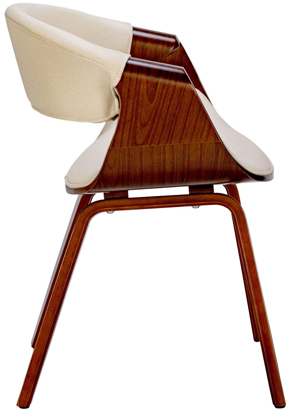 STUHL 2er Set Stoff walnuss/creme - Walnussfarben/Creme, Holz/Textil (62/76/52cm) - CLP