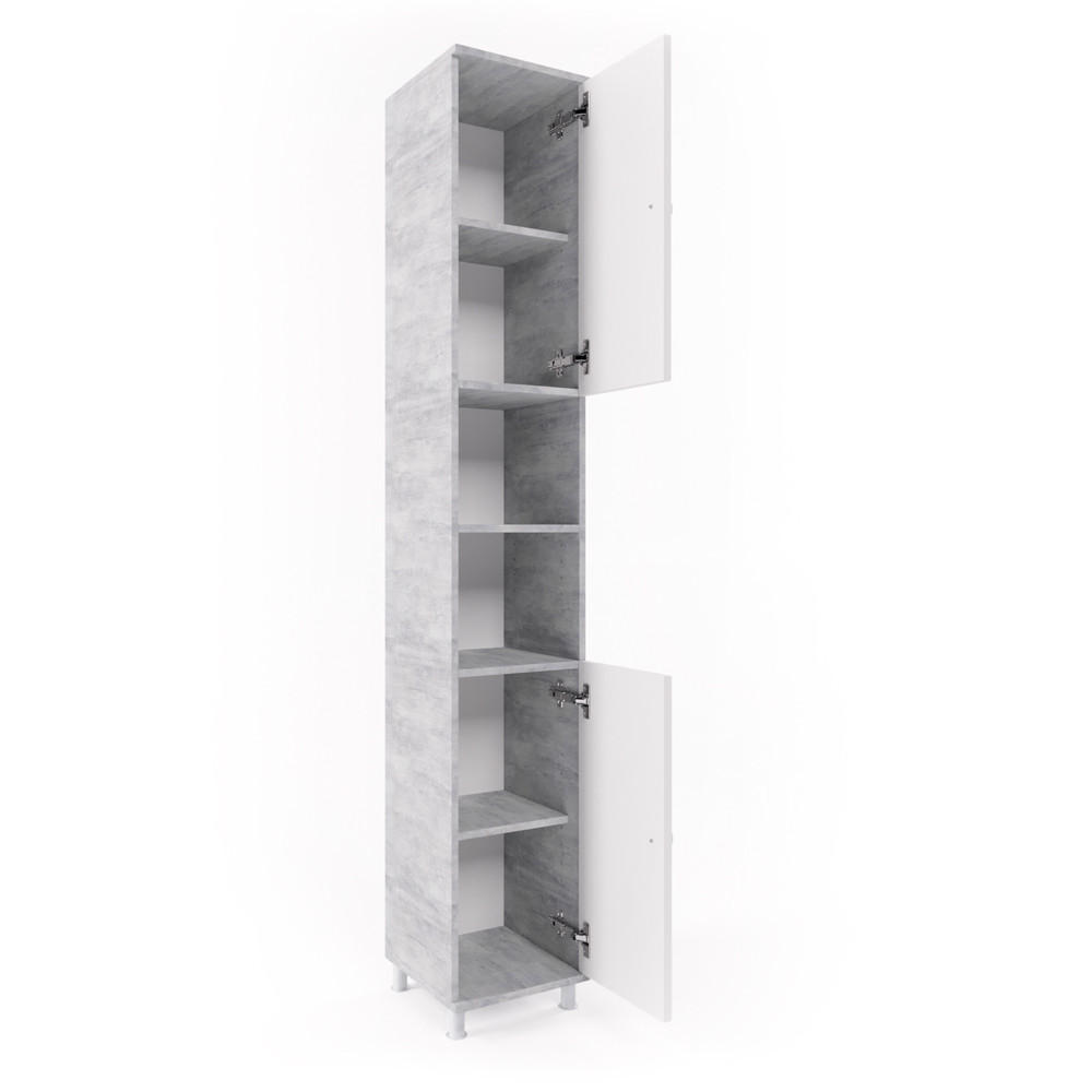 BADSCHRANK Fynn Beton 30 x 190 cm - Schieferfarben/Grau, Holzwerkstoff (30/190/30cm) - Vicco