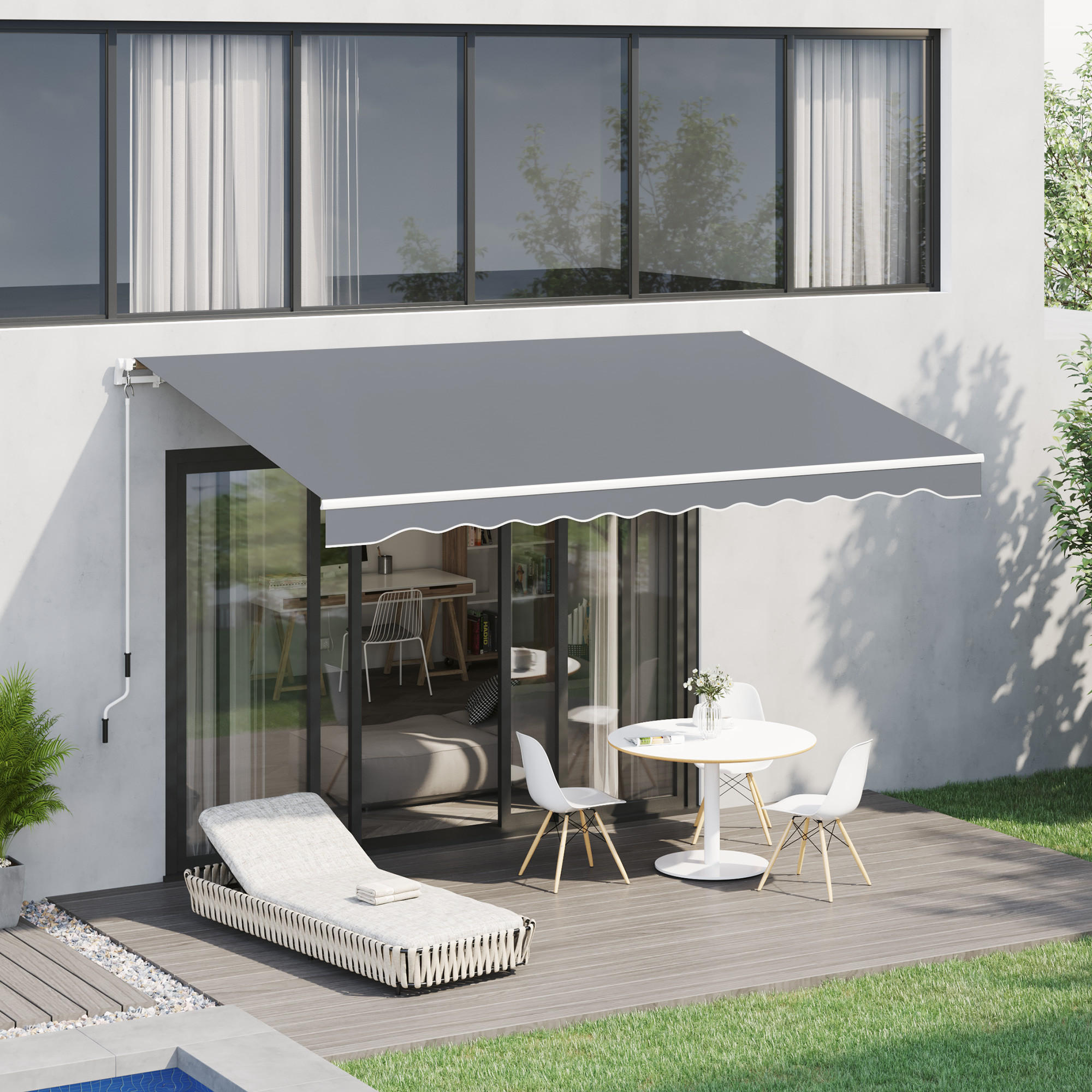 MARKISE, Weiß+Beige, Aluminium, Stahl, Polyester - Grau, Metall (245/350/395cm) - Outsunny