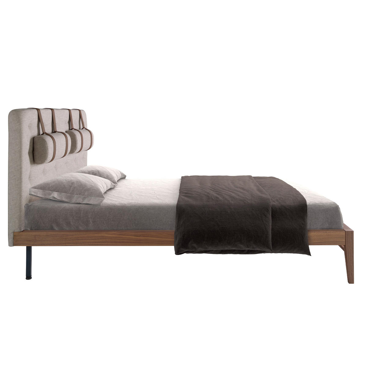 BETT Rechteckig Grau Walnuss 172/216/110 cm - Walnussfarben/Grau, Textil - ANGEL CERDA