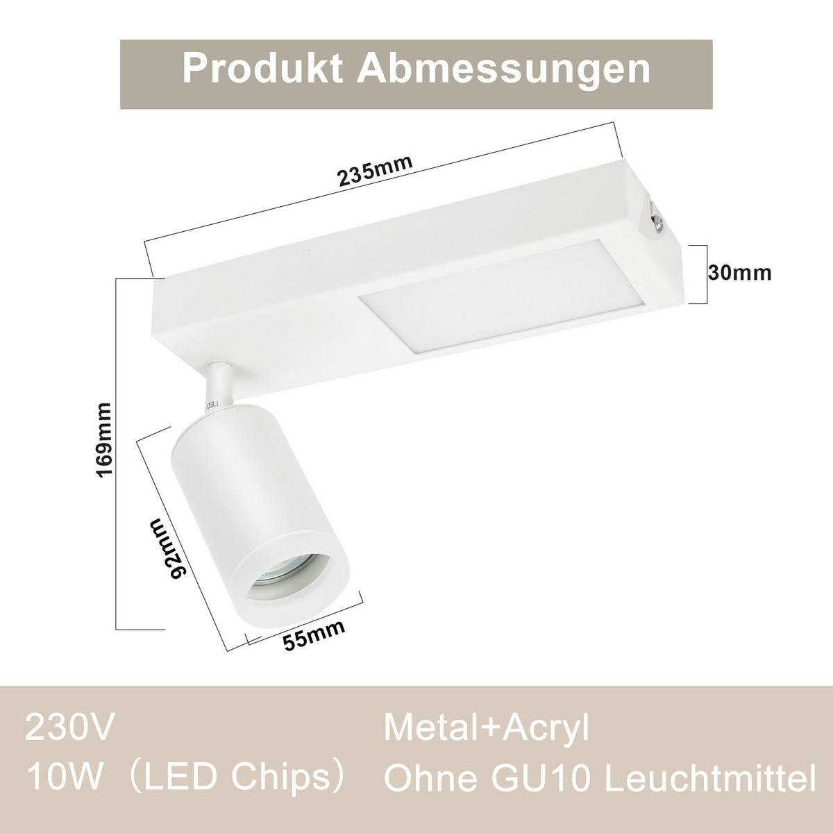 STRAHLER Birkenfeld 1-flammig 23.5/8/16.9 cm - Weiß, Metall (23.5/8/16.9cm) - Nettlife