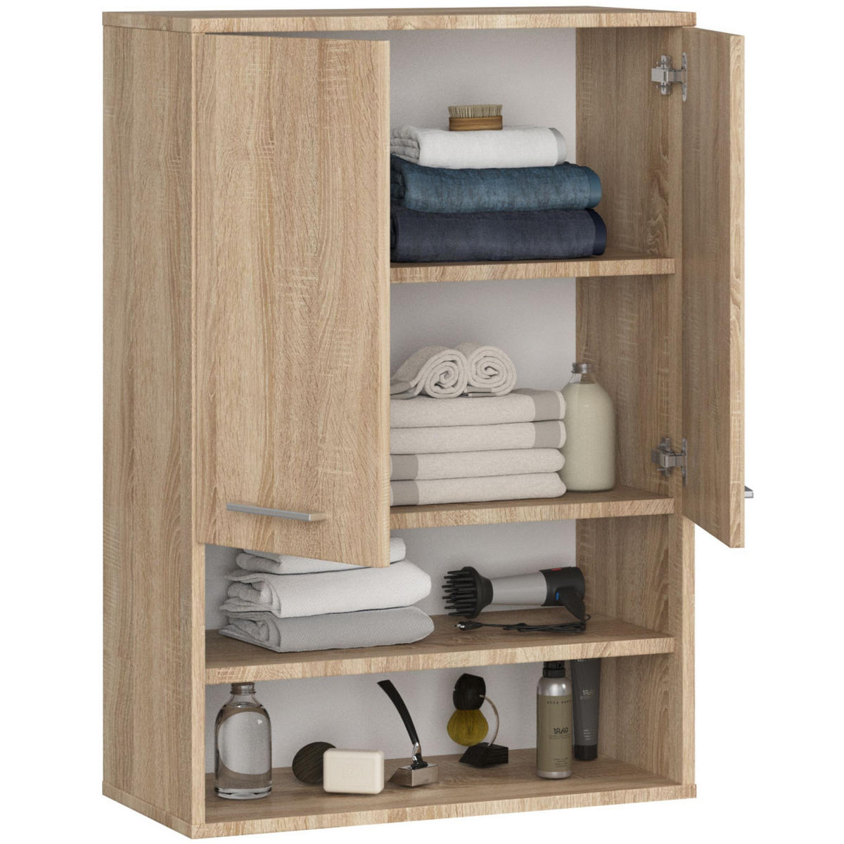 HÄNGESCHRANK Sonoma Eiche 64x94x30 cm - Silberfarben/Sonoma Eiche, Holzwerkstoff/Kunststoff (64/94/30cm) - Akord