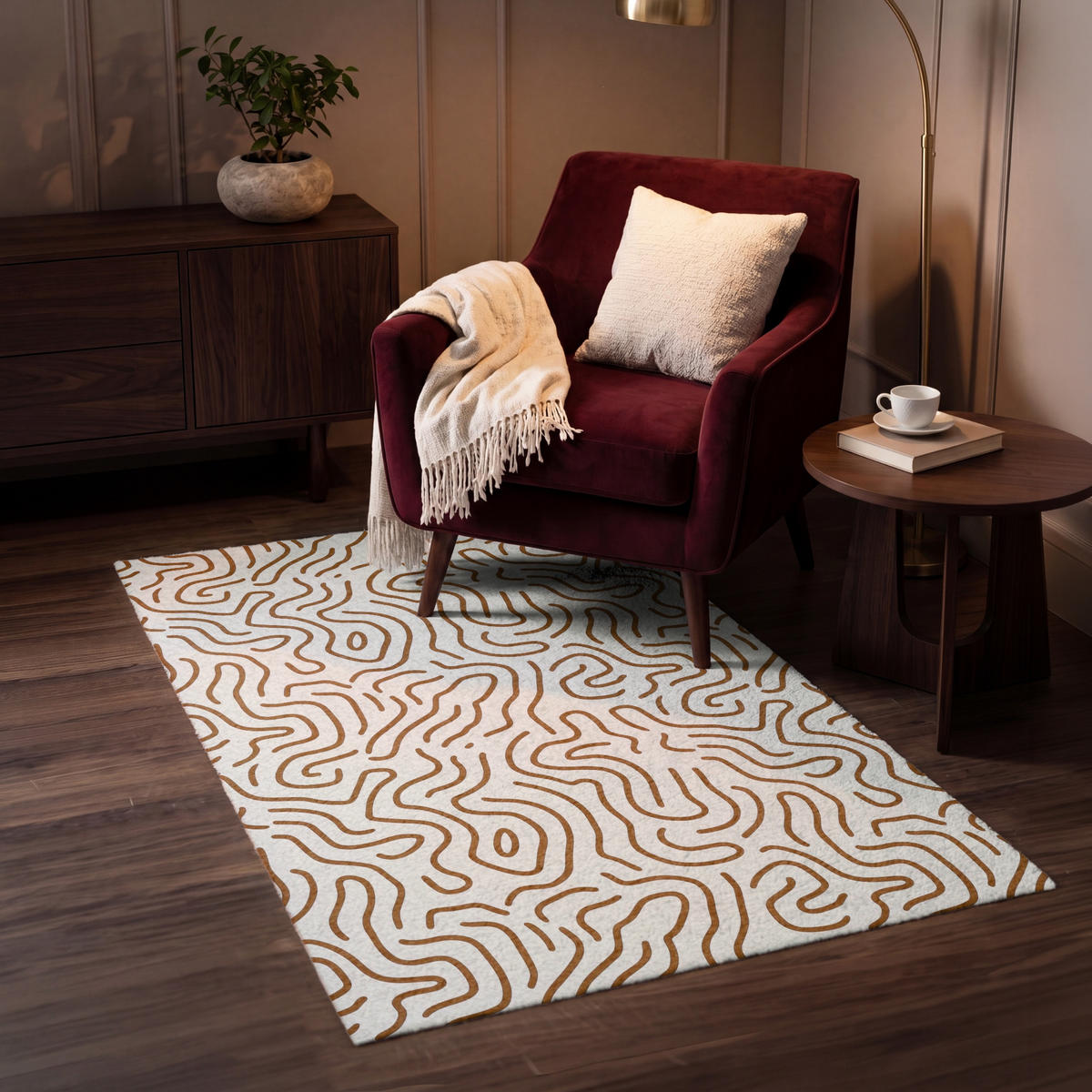 KOBERCE - Minimalistický - Vzor - Terakota - 80x120 cm - hnedá, textil/plast (80/0.4cm) - OnlyWow