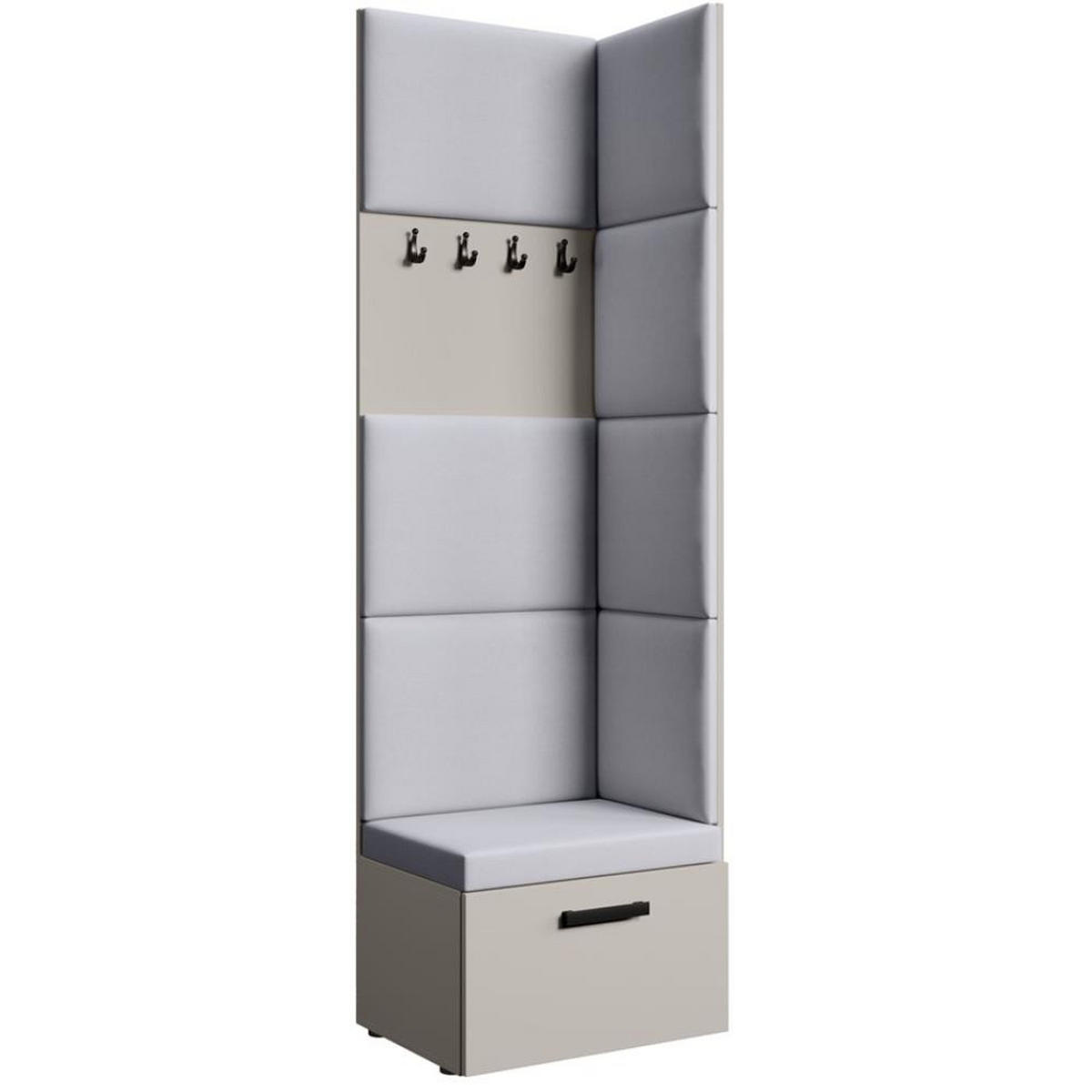 GARDEROBE Margaret V 81/203/43 mit gepolsterten Paneelen - Kaschmir/Schwarz, Holzwerkstoff/Kunststoff (60/206.5/42cm) - Beautysofa