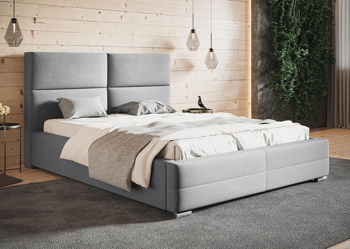 BETT Grau BEN 3 Stoff Plüsch 180x200 cm - Hellgrau, Textil (180/200cm) - Sepro Meble