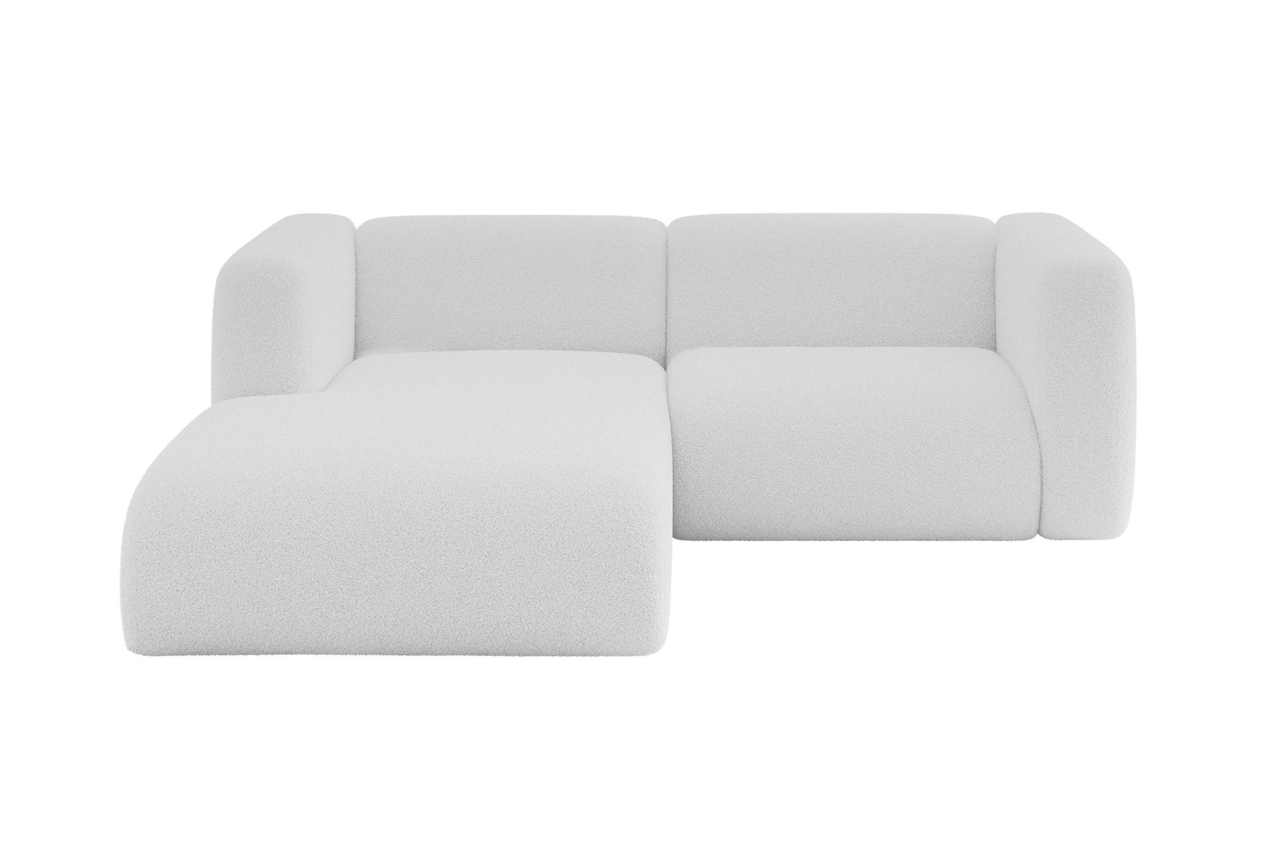 ECKSOFA Ottomane Links MIRA-L1 227x179x89 Weiß Bouclé - Schwarz/Weiß, Holzwerkstoff/Kunststoff (227/179cm) - ALTDECOR
