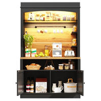 BUFFET 107/184/43 cm Schwarz aus MDF und Metall mit LED-Beleuchtung - Schwarz, Holzwerkstoff (43/184/107cm) - OKMYHOME