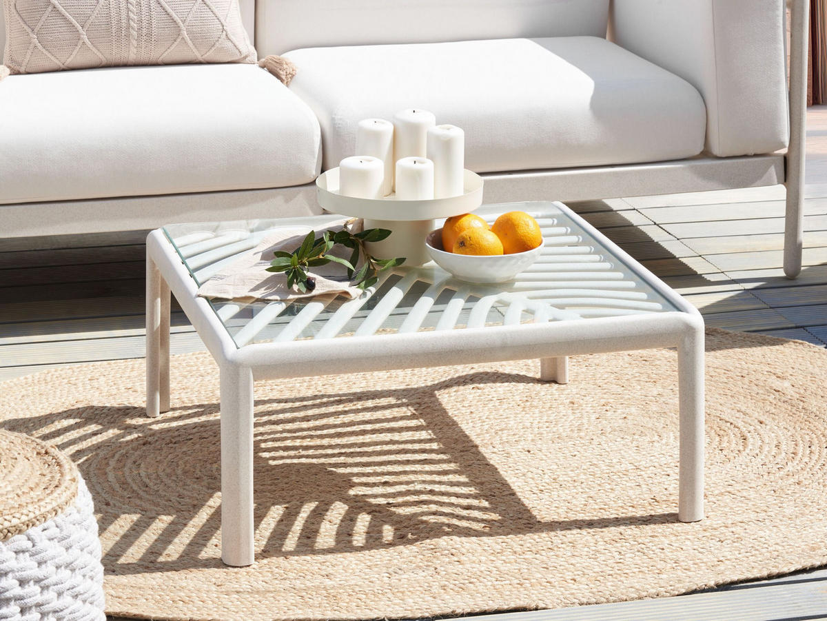 GARTENTISCH Beige Ferretti - Beige, Kunststoff (69/69/32cm) - Beliani