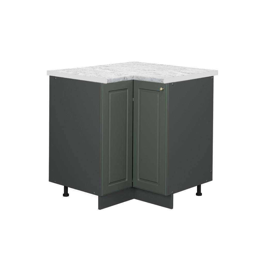 ECKUNTERSCHRANK Fame-Line Grün-Gold Landhaus 80.5 cm, AP Marmor - Anthrazit/Grün, Holzwerkstoff (80.5/82/60cm) - Vicco