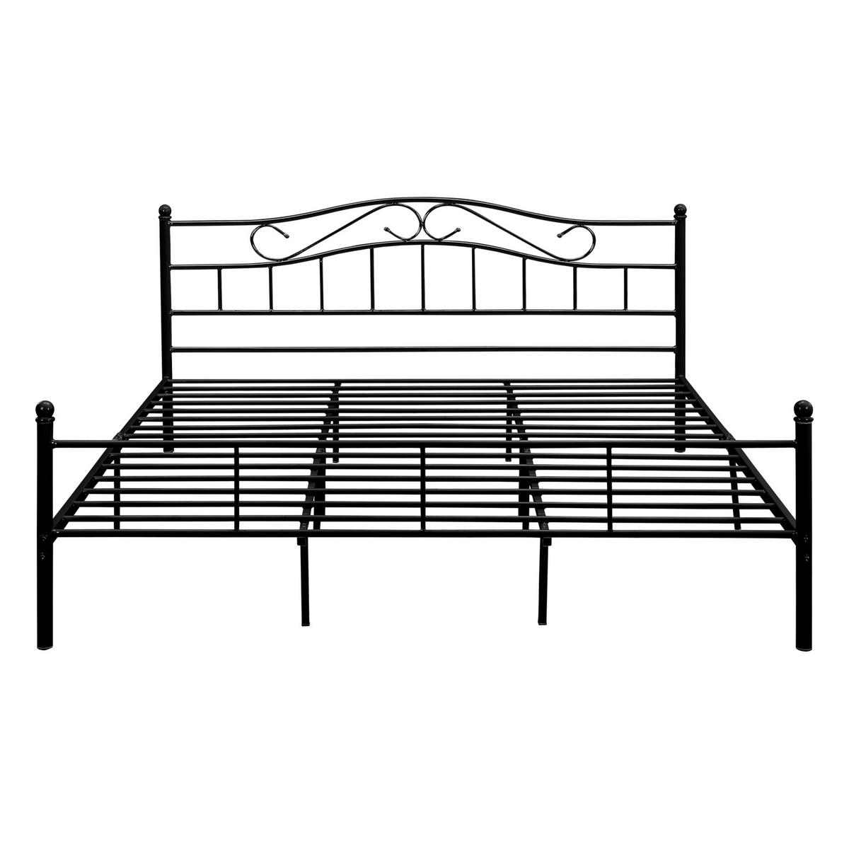 METALLBETT Florenz mit Matratze - Schwarz, Textil/Metall (180/200cm) - [en.casa]