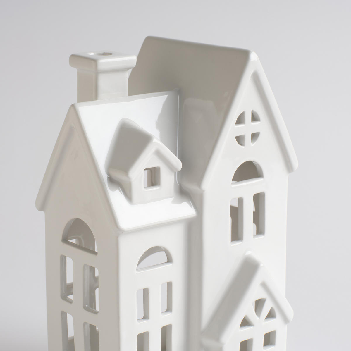 KERZENSTÄNDER Hausi, Weiß, 25 x 12 x 17 cm, Dekorative Weihnachtsdeko - Weiß, Keramik (12/25/17cm) - home&you