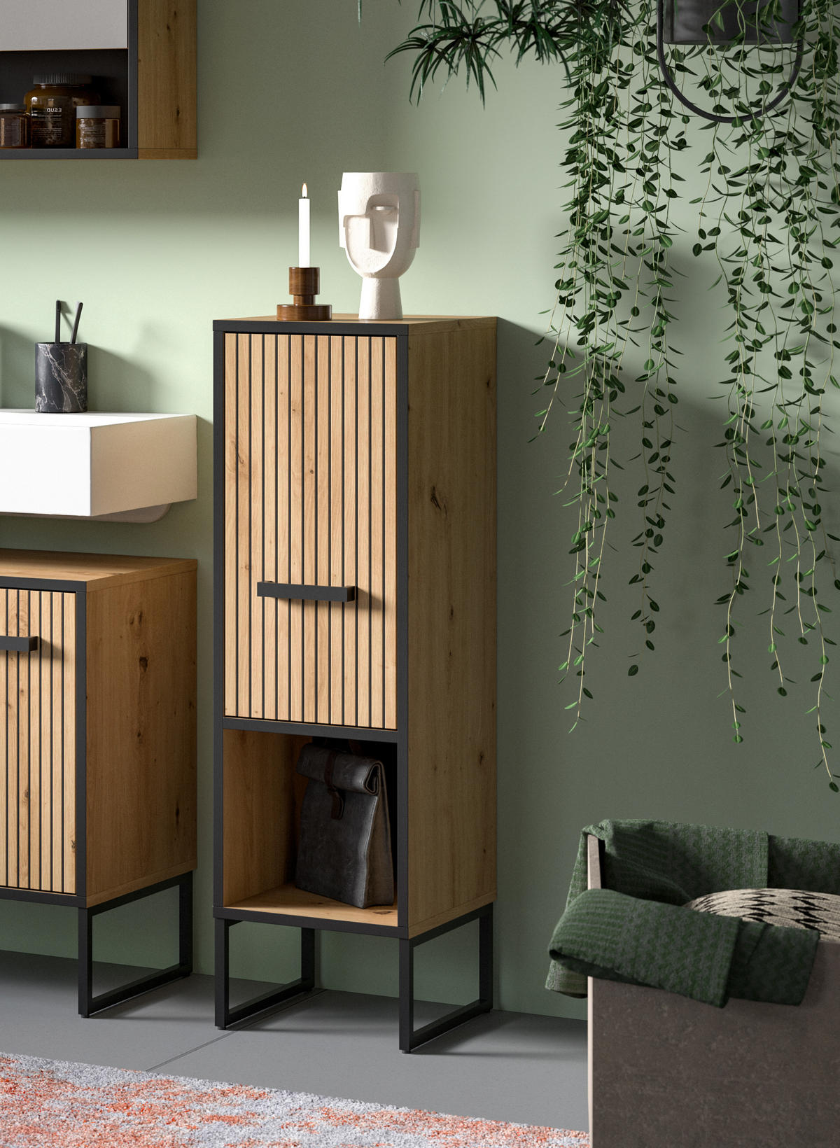 STANDSCHRANK BAGNO (B/H/T: ca. 30/101/32 cm) in Artisan Oak Nachbildung/Artisan Oak Nachbildung - Eiche Artisan, Holzwerkstoff (30/101/32cm)