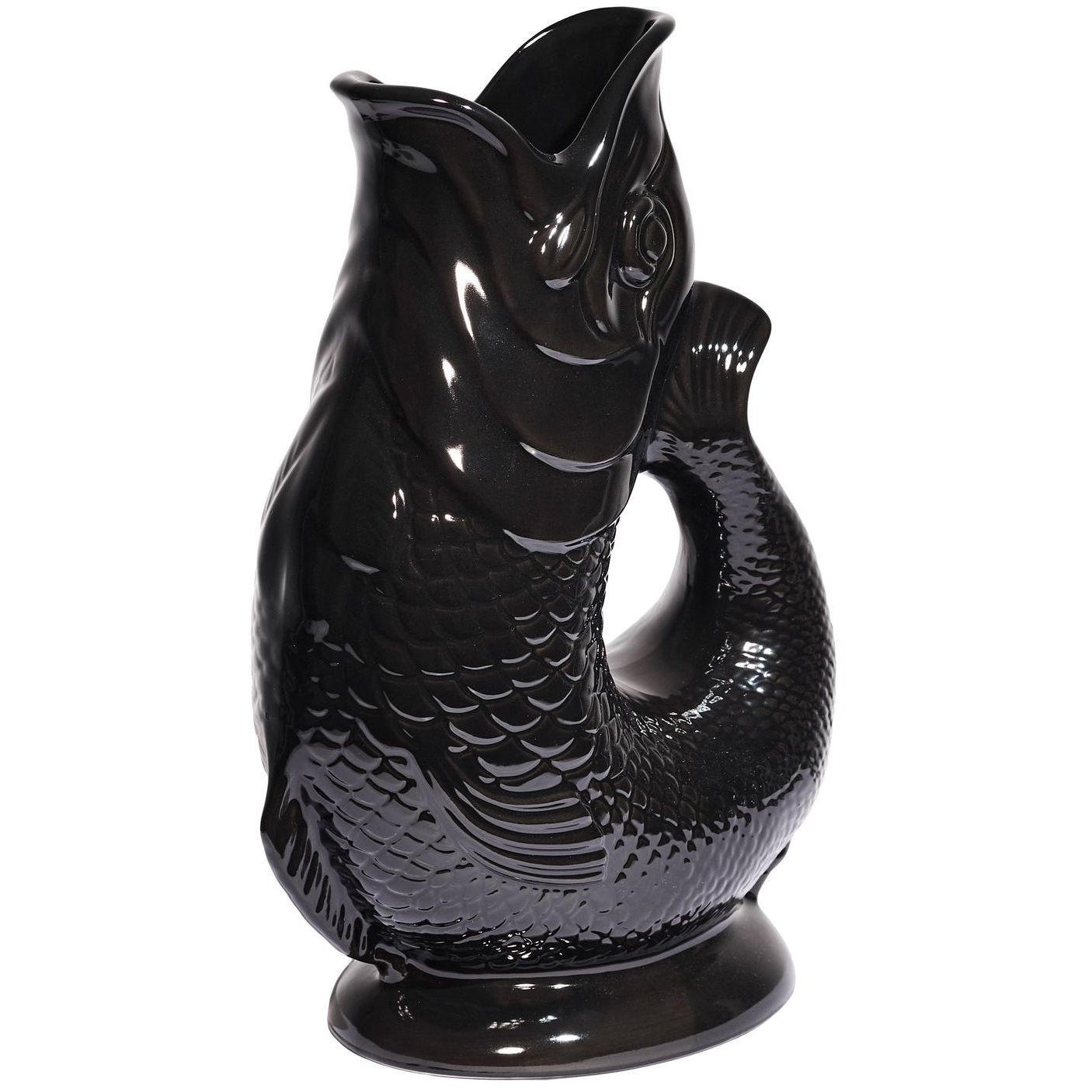 KARAFFE mit „Gluck-Gluck“-Geräusch 27,5/17/9,5 cm - Schwarz Hochglanz, Keramik (1.2L) - Gluckigluck