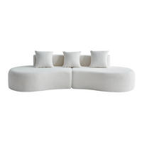 ECKSOFA mit Samtstoffbezug Weiß 277x103x68 cm, 3-Sitzer in geschwungener Form - Weiß, Textil (103/277cm) - IVMEU