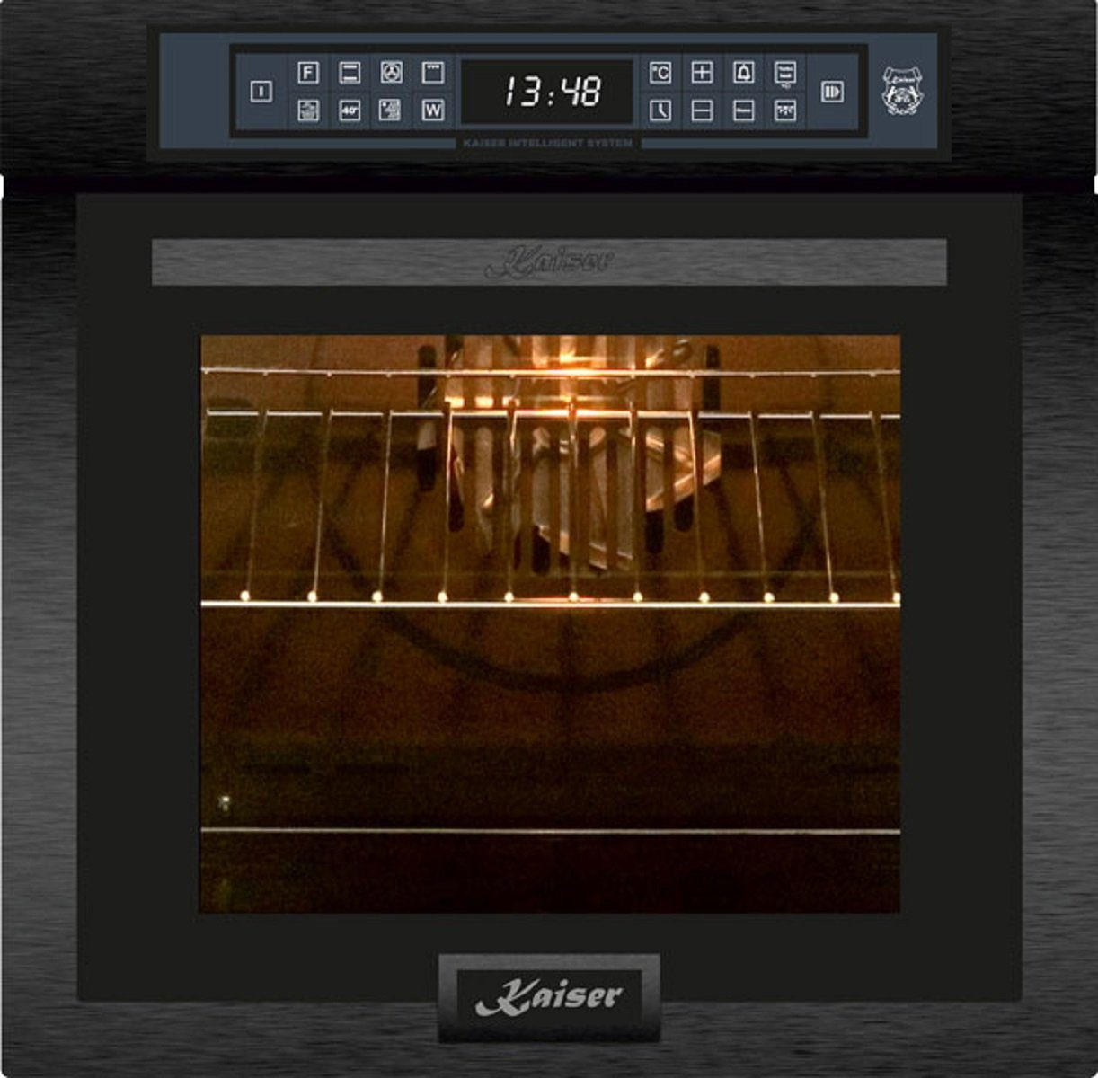 EINBAUBACKOFEN EH 6306 N RS Schwarzes Glas, Air Fryer 60 cm - Schwarz, Metall (59.4/59.4/57.5cm) - Kaiser Küchengeräte