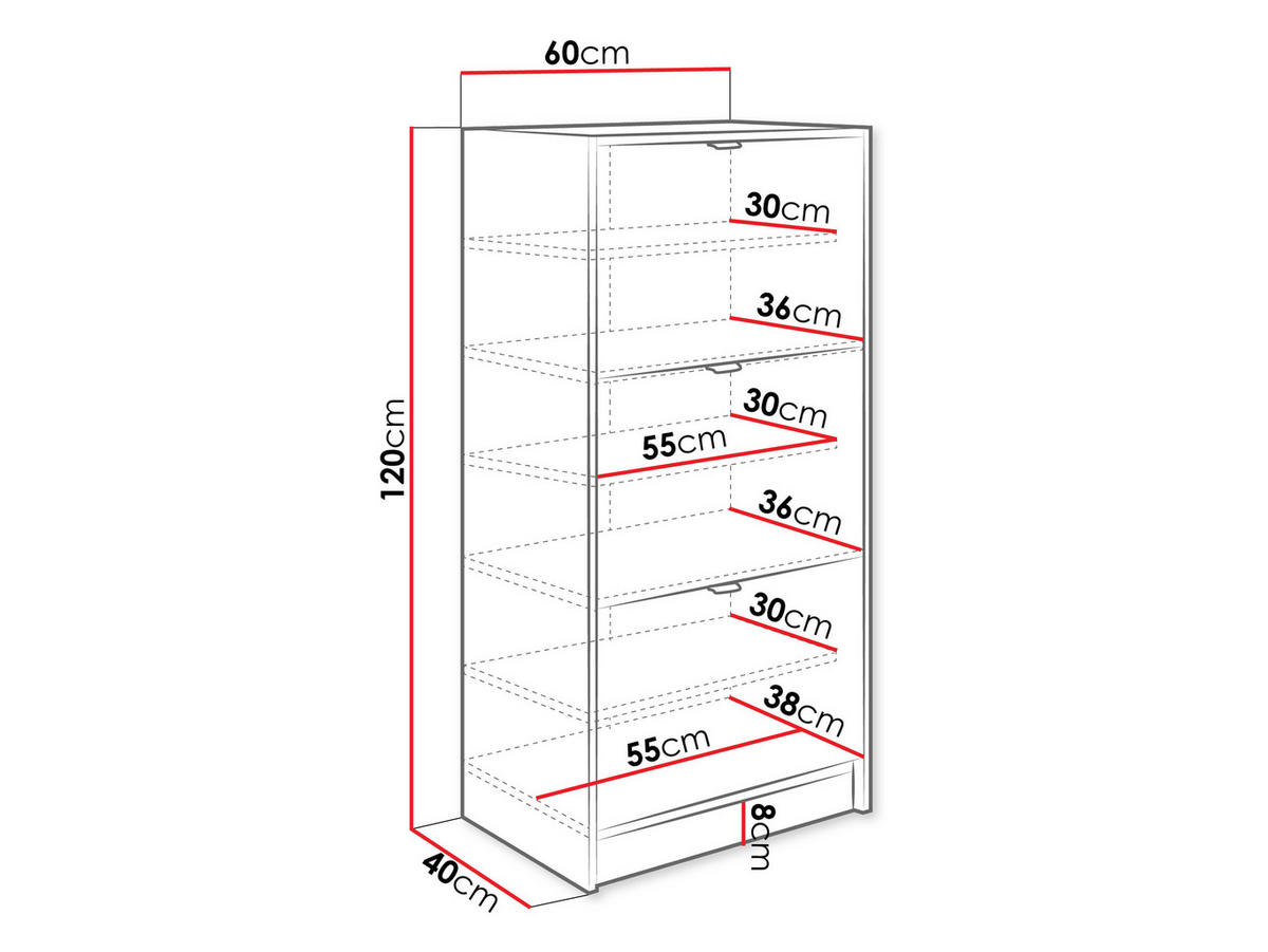 SCHUHSCHRANK Tireno 3K - Goldfarben/Schwarz, Holzwerkstoff/Kunststoff (60/120/40cm) - MIRJAN24