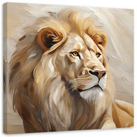 LEINWANDBILD Löwe beige handgemalt - Beige, Textil (60/60cm) - Feeby