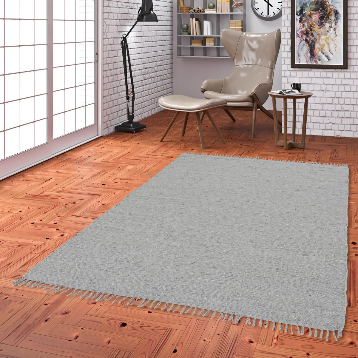 BAUMWOLLE NATUR TEPPICH JOLLY COTTON - Grau, Textil (60/120cm) - Pergamon