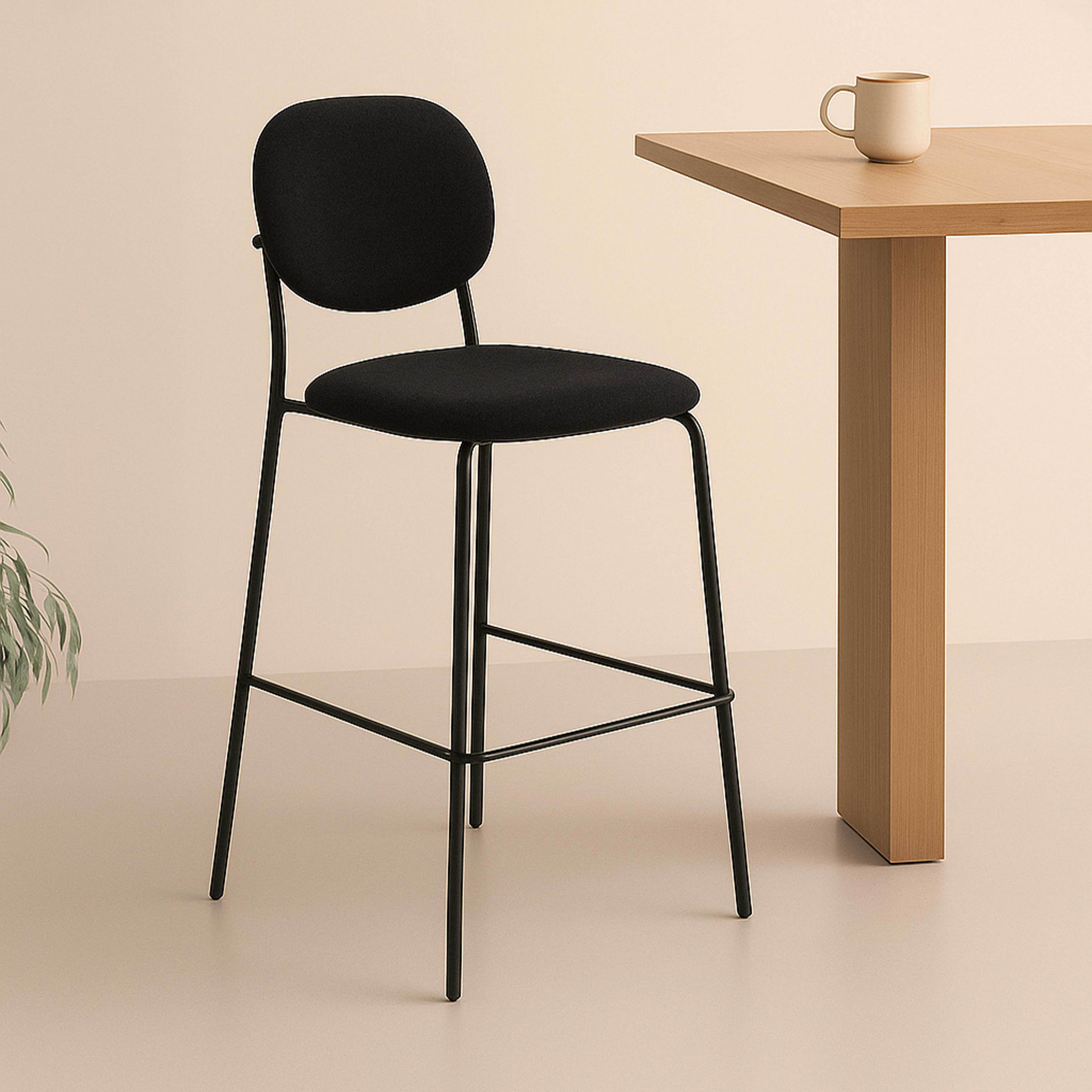 BARHOCKER 2-tlg., Schwarz - Schwarz, Textil (46/108/53cm) - Oviala