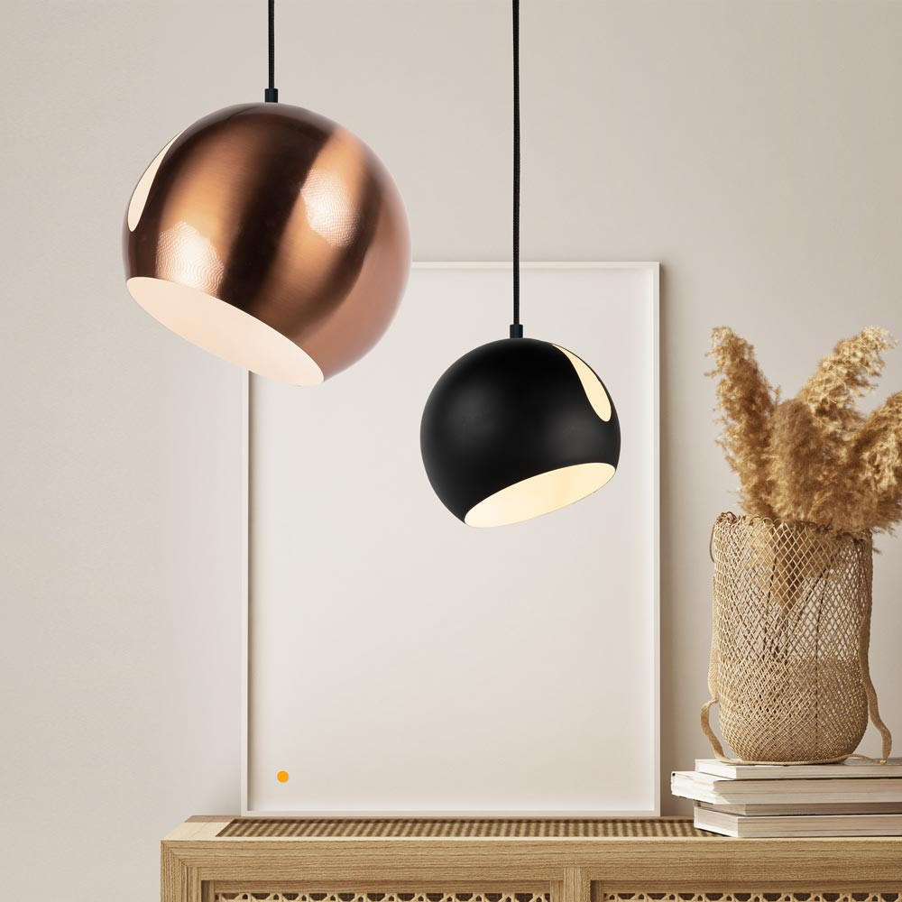 PENDELLEUCHTE Ball Schwarz Ø 20cm - Schwarz, Metall (20/20/20cm) - s.luce