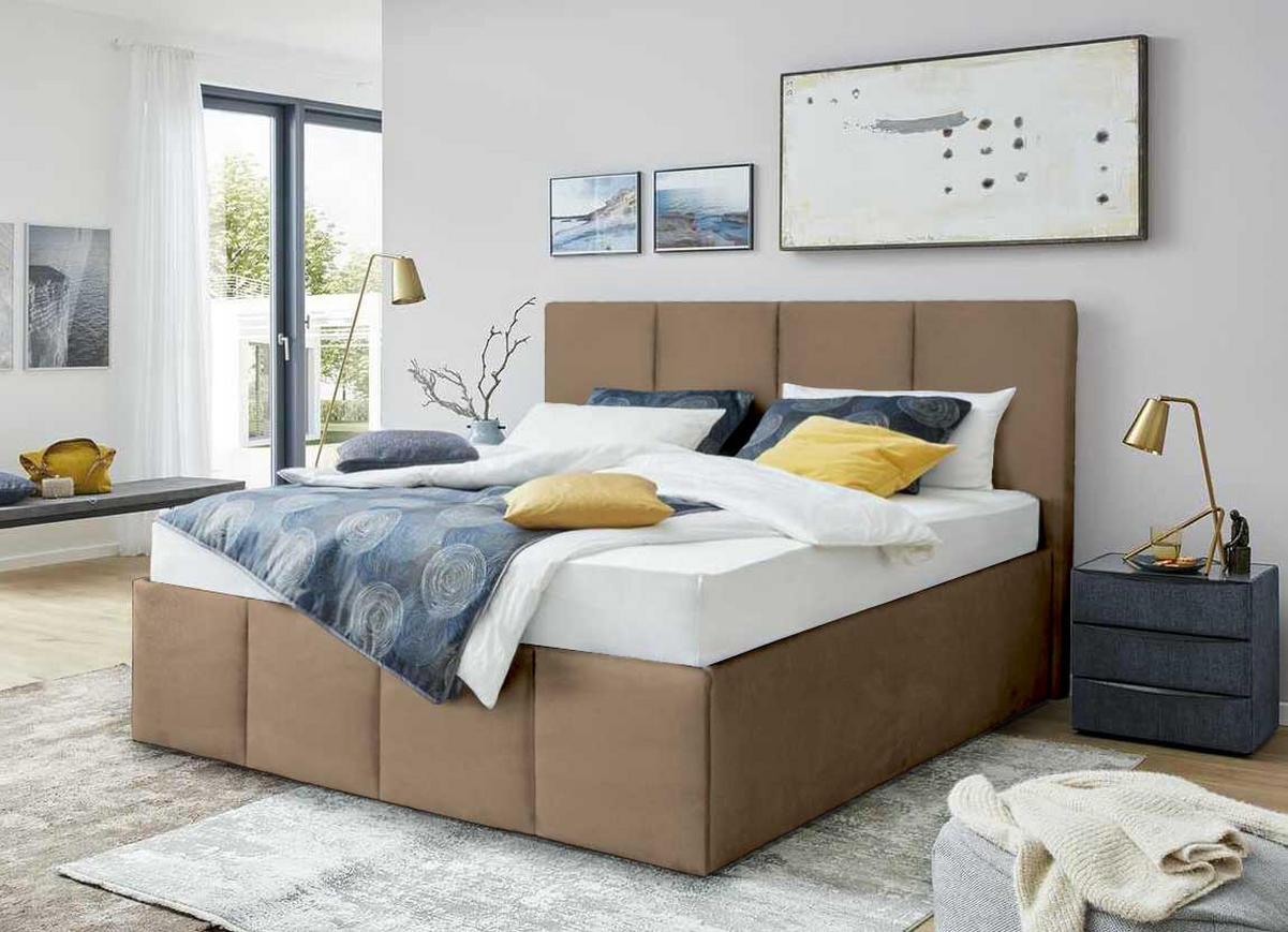 POLSTERBETT Dalas Sahara 140 x 200 x 40 cm Stauraum ohne hydraulische Funktion Mit hochwertiger Matratze H2 (bis 100 kg) und Lattenrost - Sahara, Holz (140/200cm) - Halmon Schlafkomfort Betten 