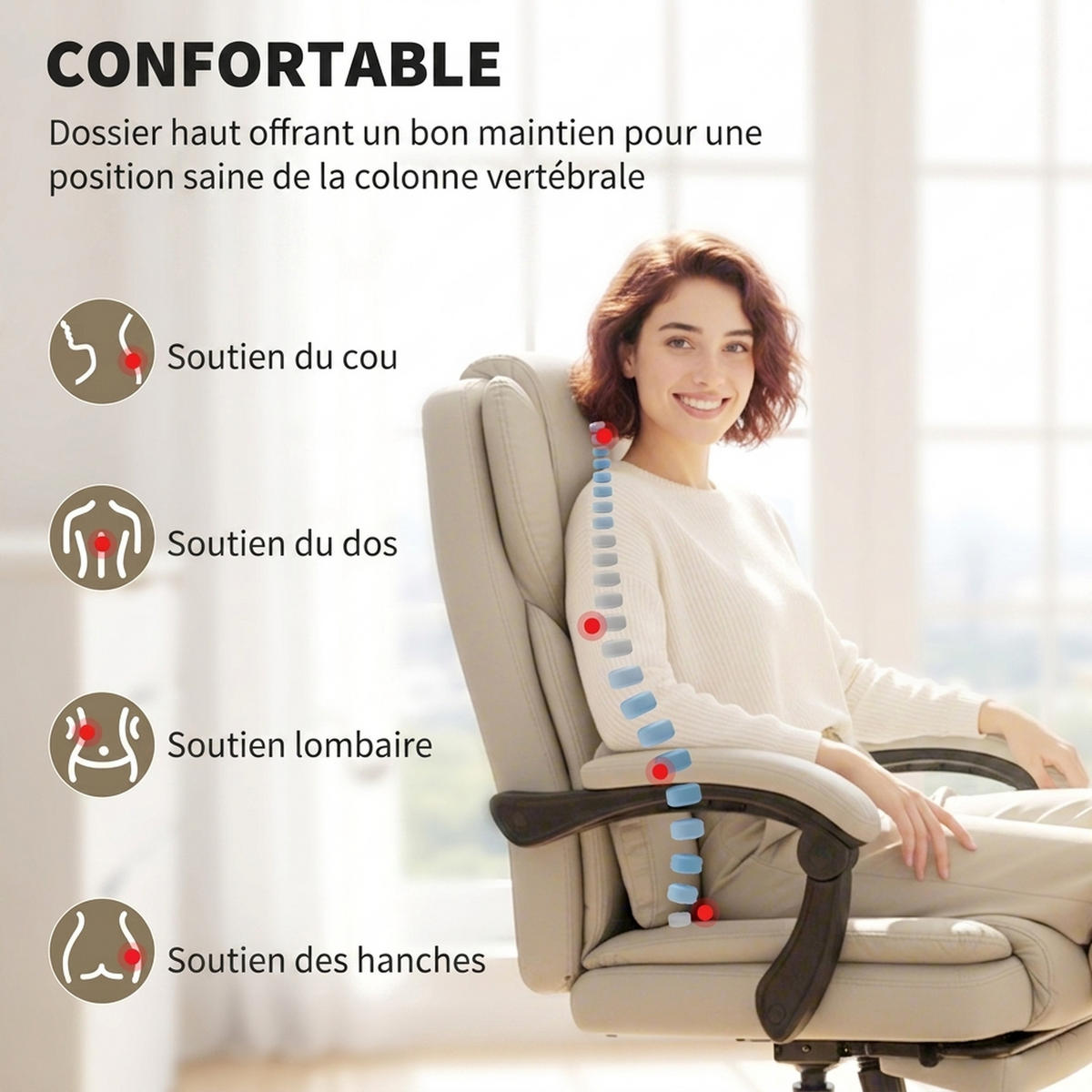 BÜROSTUHL Beige 67.0/65.0/119.0 cm - Beige, Leder (65/119/67cm)