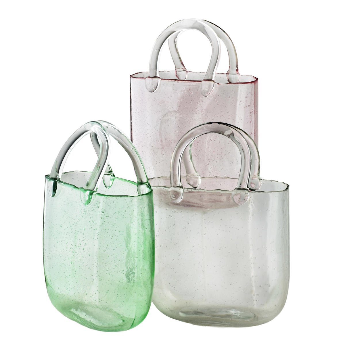 VASE Serenite Bag Transparent Glas - Grün, Glas (30cm) - Mondex