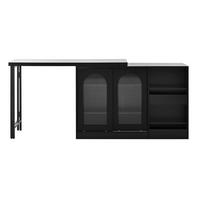 BARTISCH 121,5/40/76,7 cm mit Stauraum und drehbarer, klappbarer Tischplatte - Schwarz, Holzwerkstoff (121.5/40/76.7cm) - BEAOK