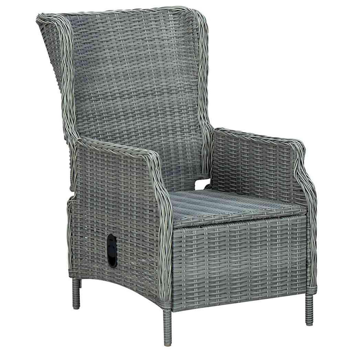 GARTENSESSEL mit verstellbarer Rückenlehne und Auflagen, 57/88/100 cm, aus Poly Rattan, Hellgrau - Hellgrau, Naturmaterialien/Textil (88/100/57cm) - vidaXL