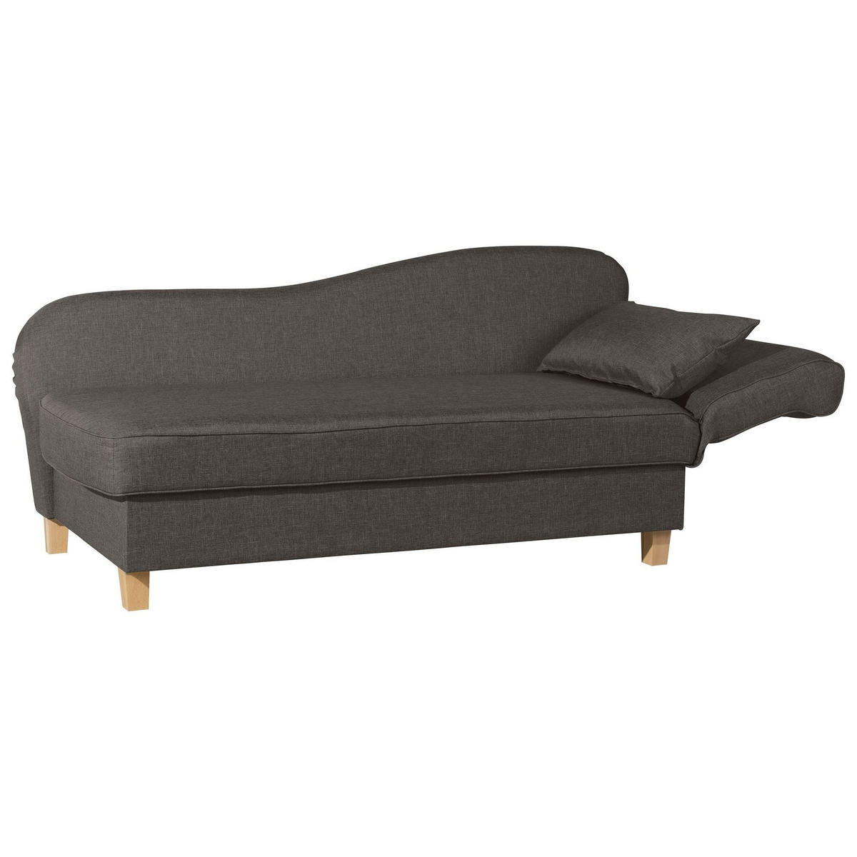 RECAMIERE mit Armteil rechts klappbar Katia Bezug Flachgewebe Buche natur / braun - Braun, Kunststoff (190/82/88cm) - 58aufmkessel