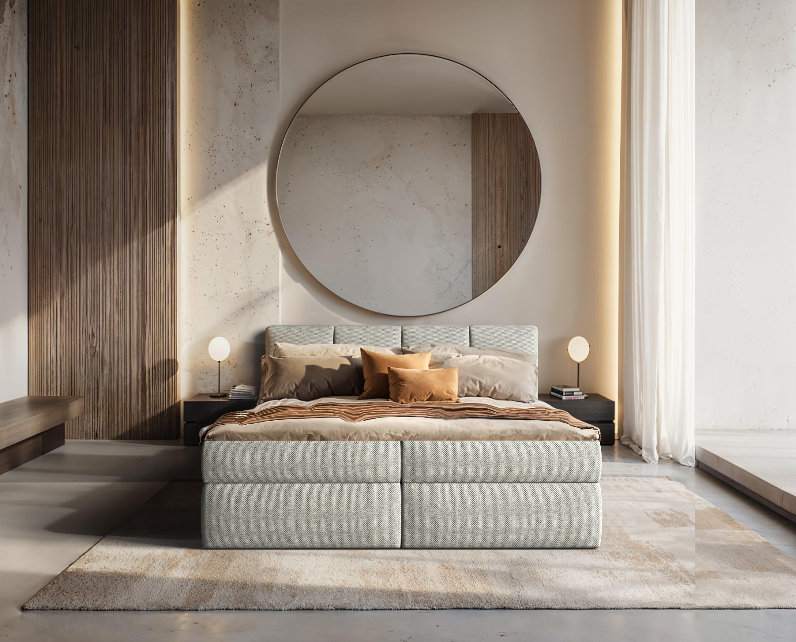 BOXSPRINGBETT Ruhe 140x200 – in Grau, Kaltschaum-Topper, großem Bettkasten - Hellgrau, Textil (140/200cm)