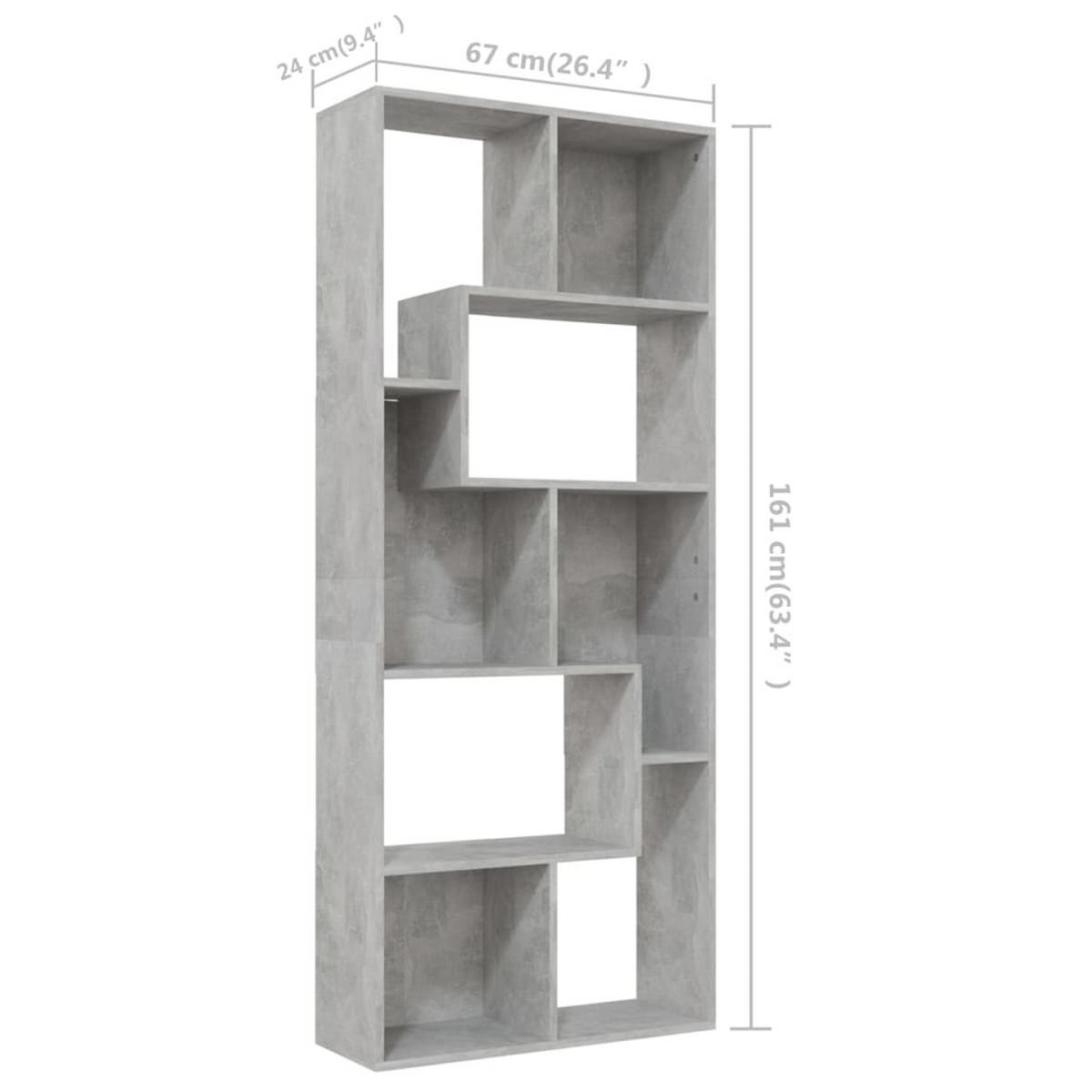 BÜCHERREGAL 67/24/161 cm aus Holzwerkstoff Betongrau - Hellgrau, Holz (67/161/24cm) - vidaXL