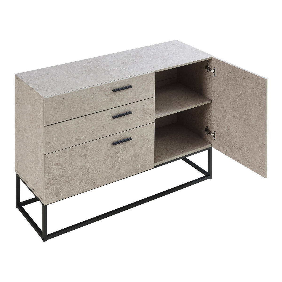 SIDEBOARD Lavangen - Schwarz/Grau, Holzwerkstoff/Metall (100/75/35cm) - [en.casa]
