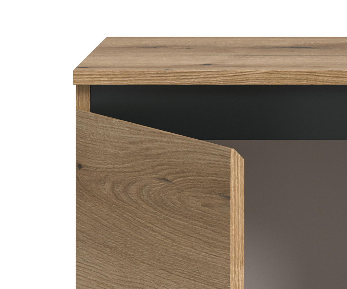 SIDEBOARD Evoke Eiche mit schwarz, Kommode 160 x 84 cm mit Soft-Close, Gelia - Eichefarben/Schwarz, Holzwerkstoff/Metall (160/84/36cm) - Inn.Furn