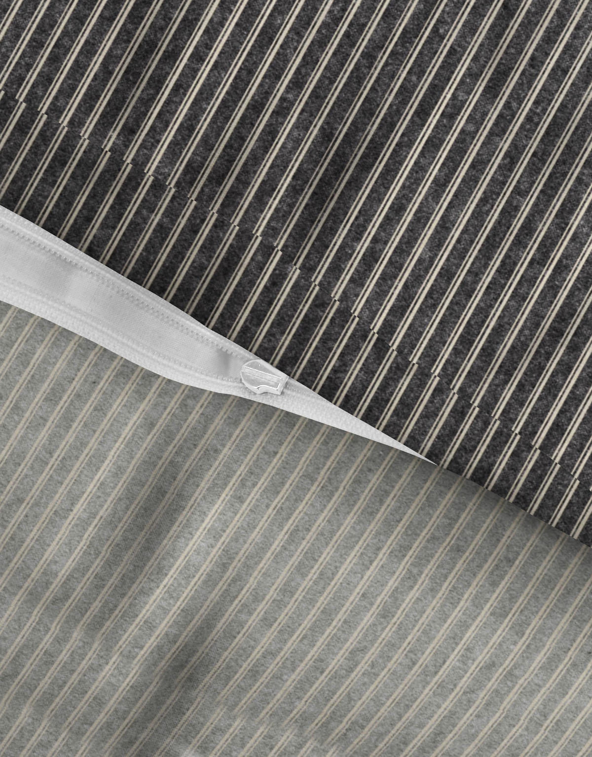 BETTWÄSCHE-GARNITUR Premium Melange Webstreifen titanium, 155x200 cm + 80x80 cm - Titanfarben, Textil (155/200cm) - biberna