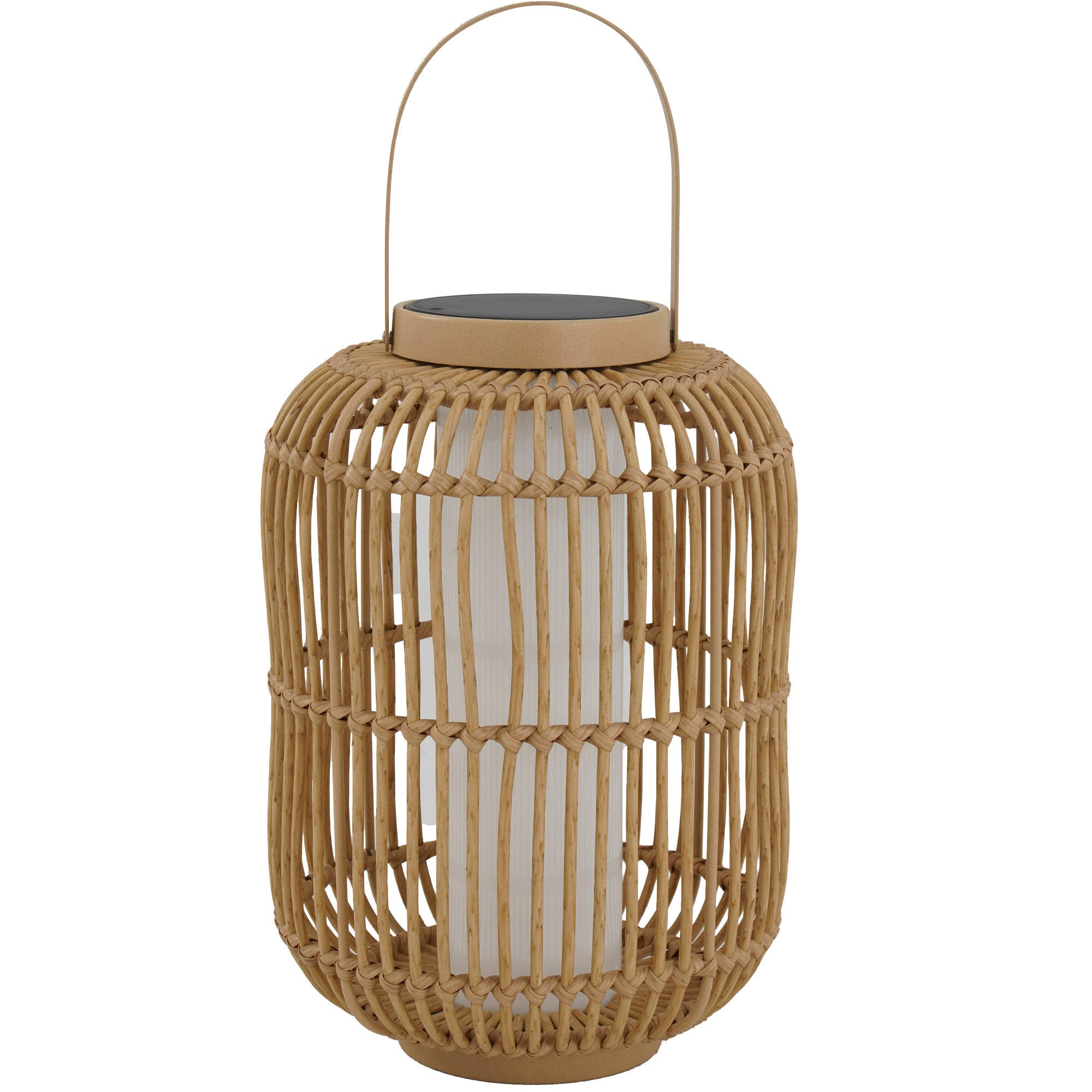 MARIEL 40CM Batteriebetriebene Solarlaterne - Beige, Naturmaterialien (27/27/40cm) - Lumisky