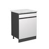 KÜCHENUNTERSCHRANK R-Line Weiß 80 cm AP Marmor - Anthrazit/Weiß, Holzwerkstoff (60/81.6/60cm) - Vicco