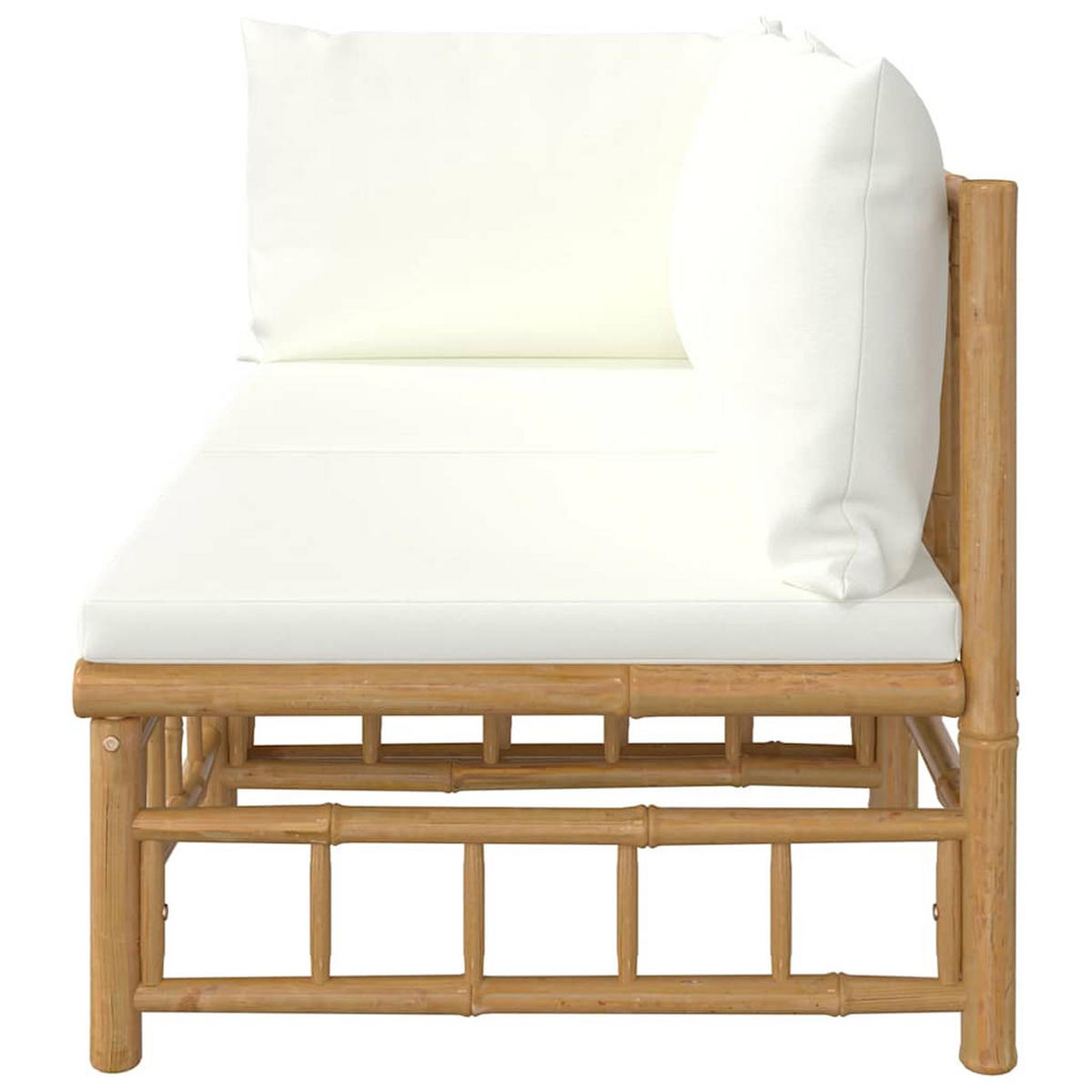 GARTEN-LOUNGE-SET 2-TLG. Mit Cremeweissen Kissen Bambus - Creme, Naturmaterialen (69/65/55cm) - vidaXL