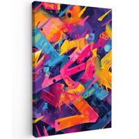 LEINWANDBILD Abstrakt - Formen - Farbenfroh Deko Groß 90x140 cm - Magenta, Textil (90/140cm) - MuchoWow