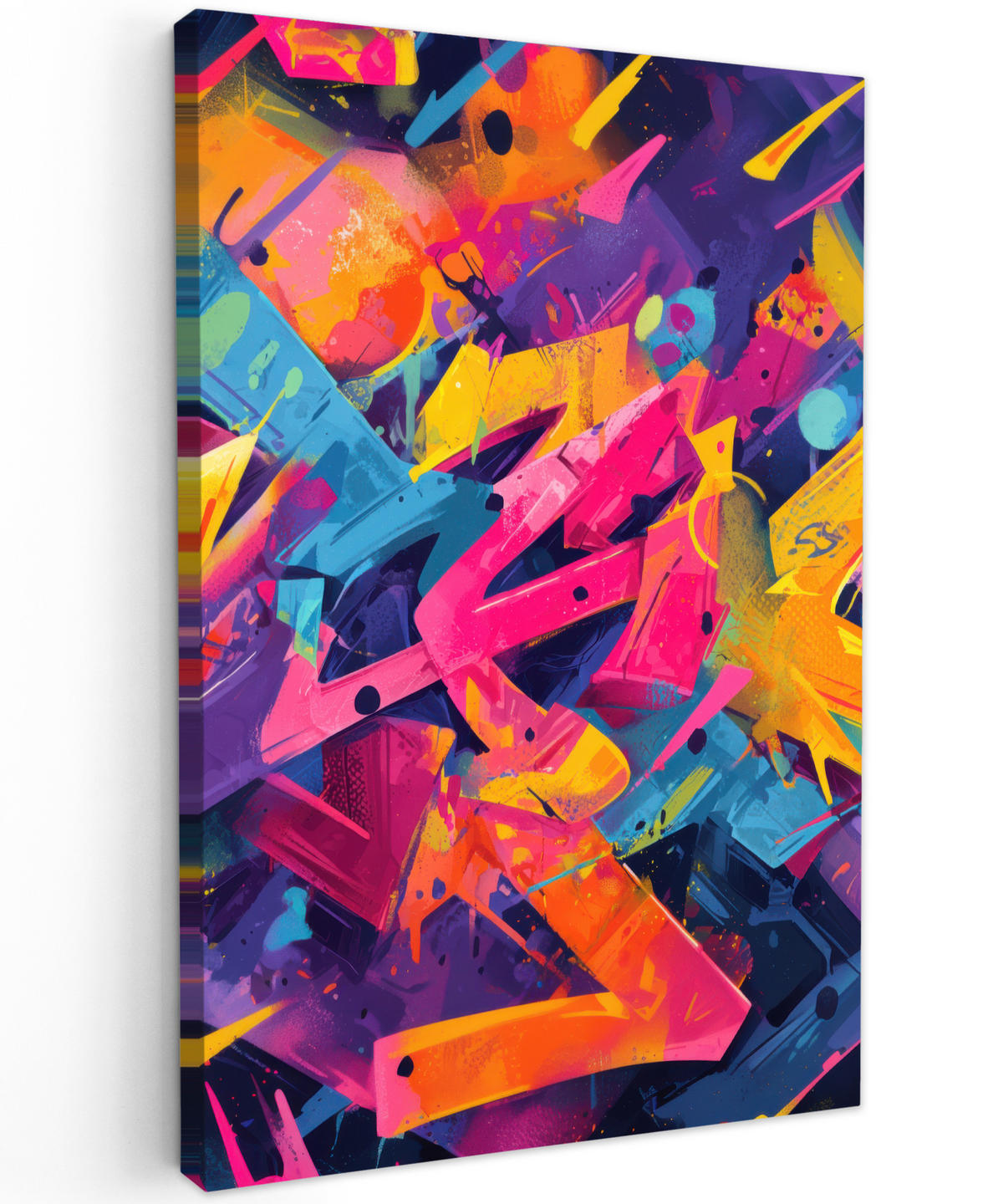 LEINWANDBILD Abstrakt - Formen - Farbenfroh Deko Groß 90x140 cm - Magenta, Textil (90/140cm) - MuchoWow