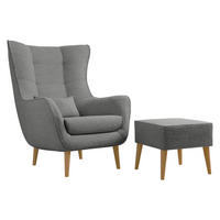 SESSEL Estjano Boucle mit Fußbank - Beige/Grau, Holz/Textil (80/106/95cm) - MIRJAN24