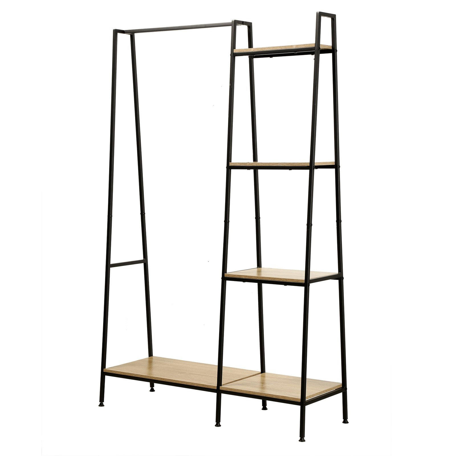 GARDEROBENSTÄNDER im industriellen Stil, 1 Regal mit 4 Etagen - Eichefarben, Holzwerkstoff (35/160/101cm) - Calicosy
