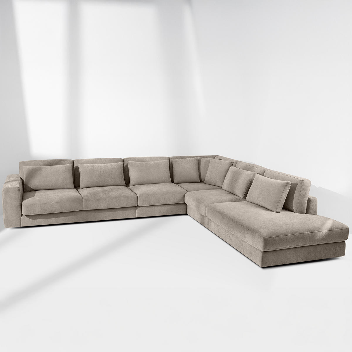 ECKSOFA XL rechts VERUS - Beige, Holz/Holzwerkstoff (377/328cm) - KONSIMO®