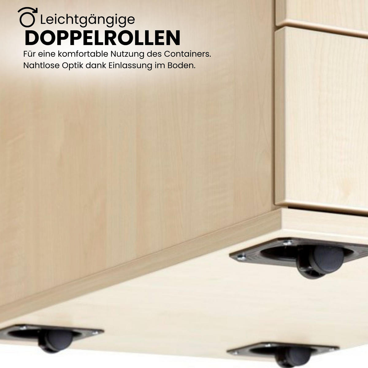 ROLLCONTAINER - mit 3 Schubladen 80/42,8/51,2 cm in Grau Streifengriff (Kunststoff) - Grau, Holzwerkstoff (42.8/51.2/80cm) - bümö