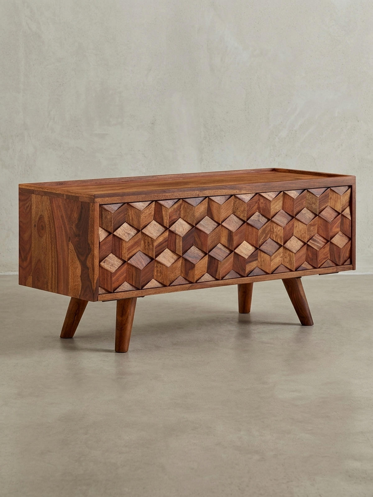 LOWBOARD Massivholz Landhausstil Modell Oasis für Fernseher bis 50 Zoll mit Kabeldurchlass - Braun, Holz (92/44/35cm) - KADIMA DESIGN