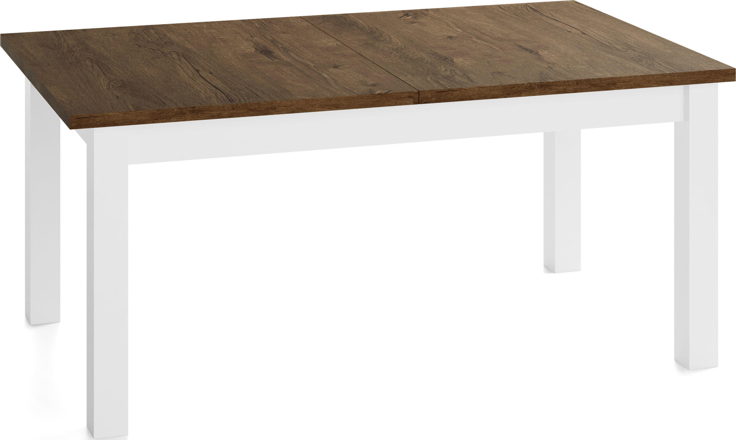 JEDÁLENSKÝ STÔL Lindberg Biely Rozkladací Obdĺžnikový, Dub Rustikálny Hnedý 120-160/70/77 cm - hnedá/biela, drevo/kompozitné drevo (70/160/76.5cm) - WFL GROUP