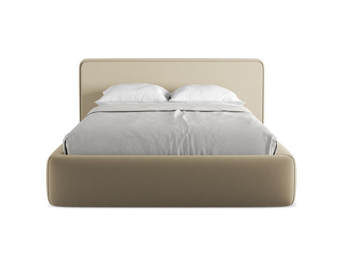 POLSTERBETT mit Bettkasten und Lattenrost 180x225 Beige - Beige/Schwarz, Kunststoff/Textil (140/200cm) - Makamii
