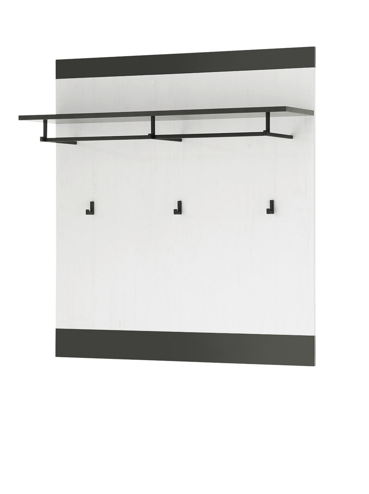 GARDEROBENPANEEL weiß Pinie, anthrazit Landhaus, Wandgarderobe 92 x 100 cm - Anthrazit/Weiß, Holzwerkstoff/Metall (92/100/26cm) - Furn.Design